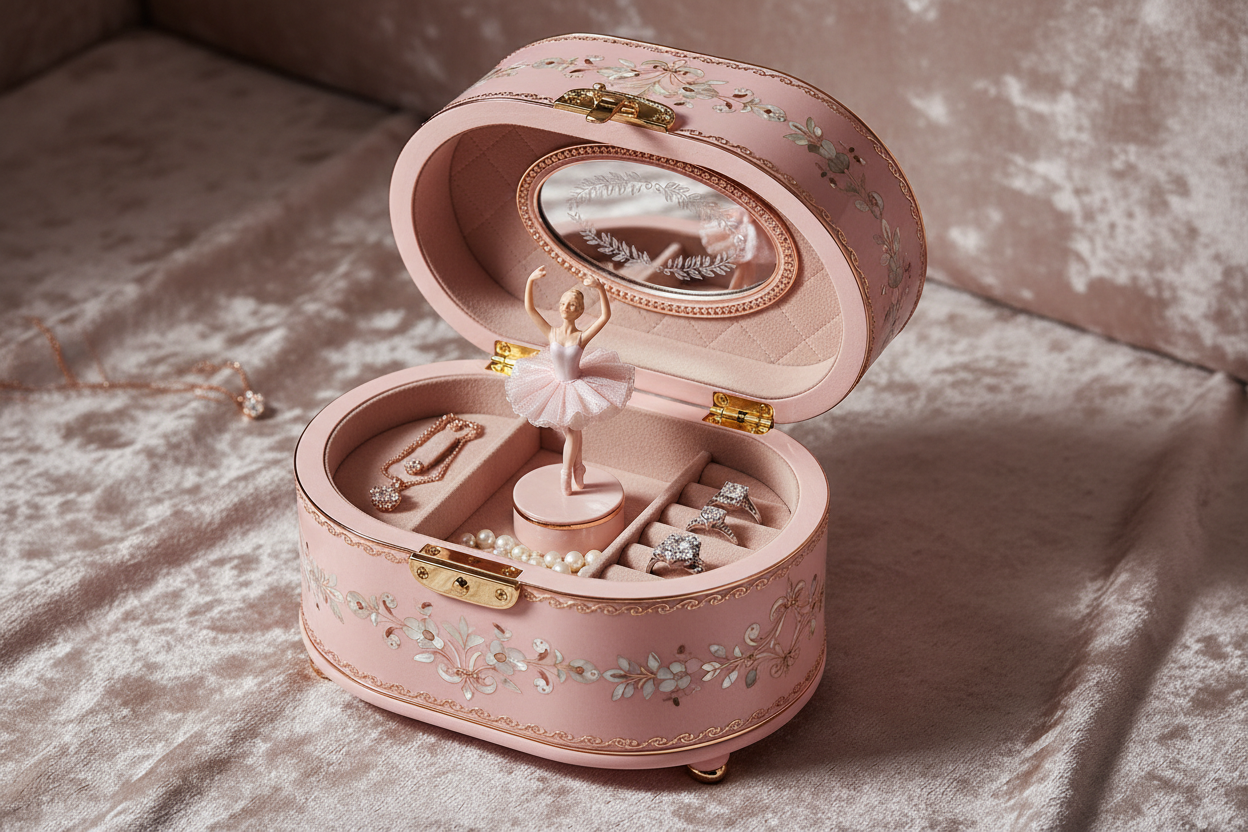 Voyager avec élégance : Protéger vos bijoux grâce à une boîte à bijoux musicale danseuse ballerine rose