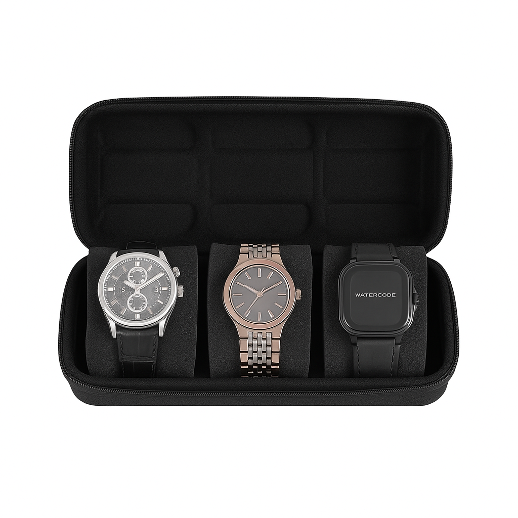 Étui à Montres De Voyage Noir 3 Montres - vue principale