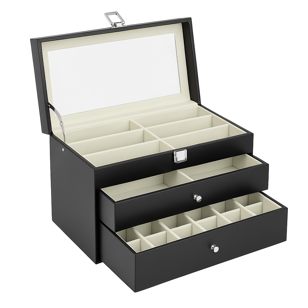 Coffret de Rangement Montres et Accessoires Avec Tiroirs - vue principale
