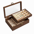 Boîte à Bijoux En Bois Foncé à Double Plateau - vue principale