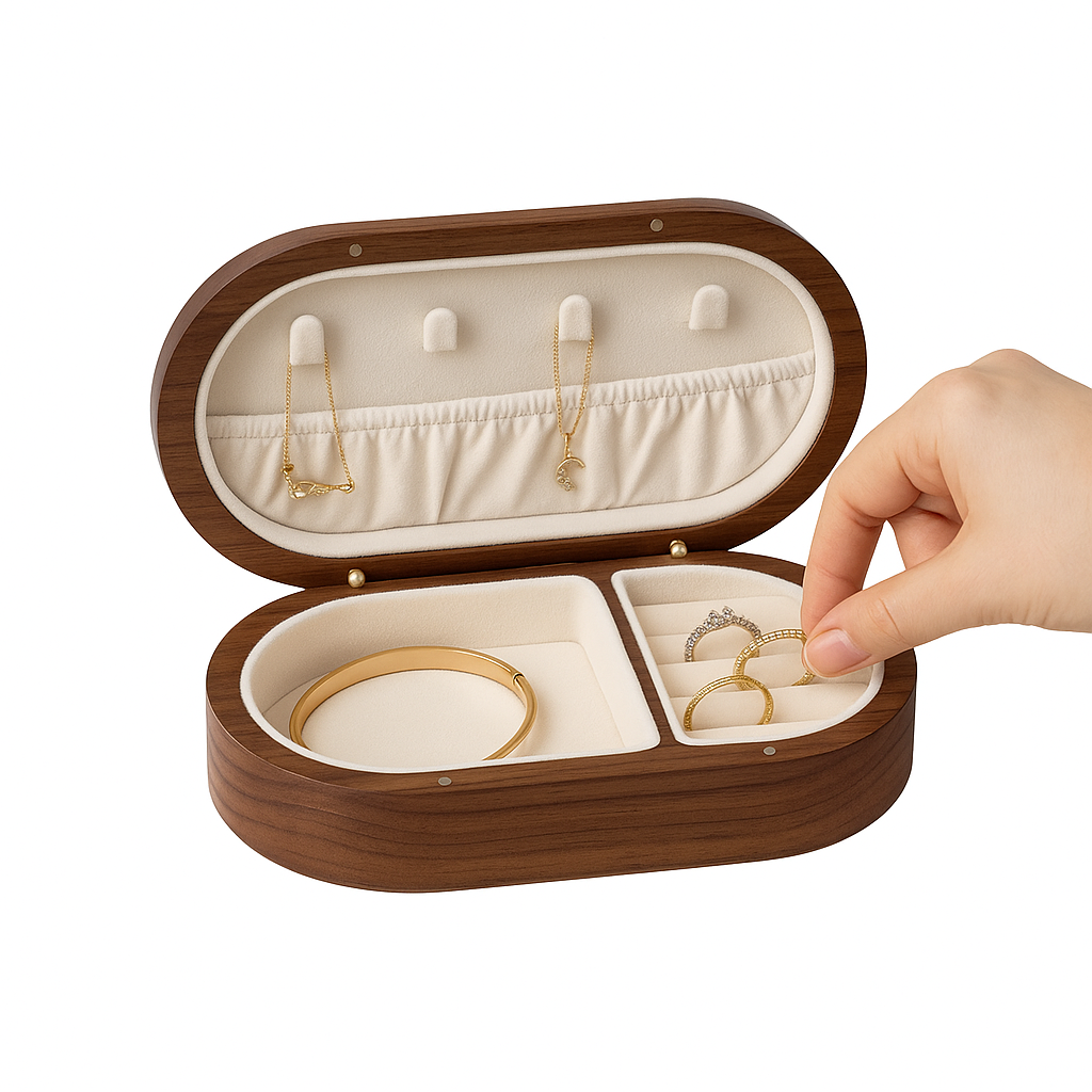 Petite Boîte à Bijoux En Bois Sombre - vue principale