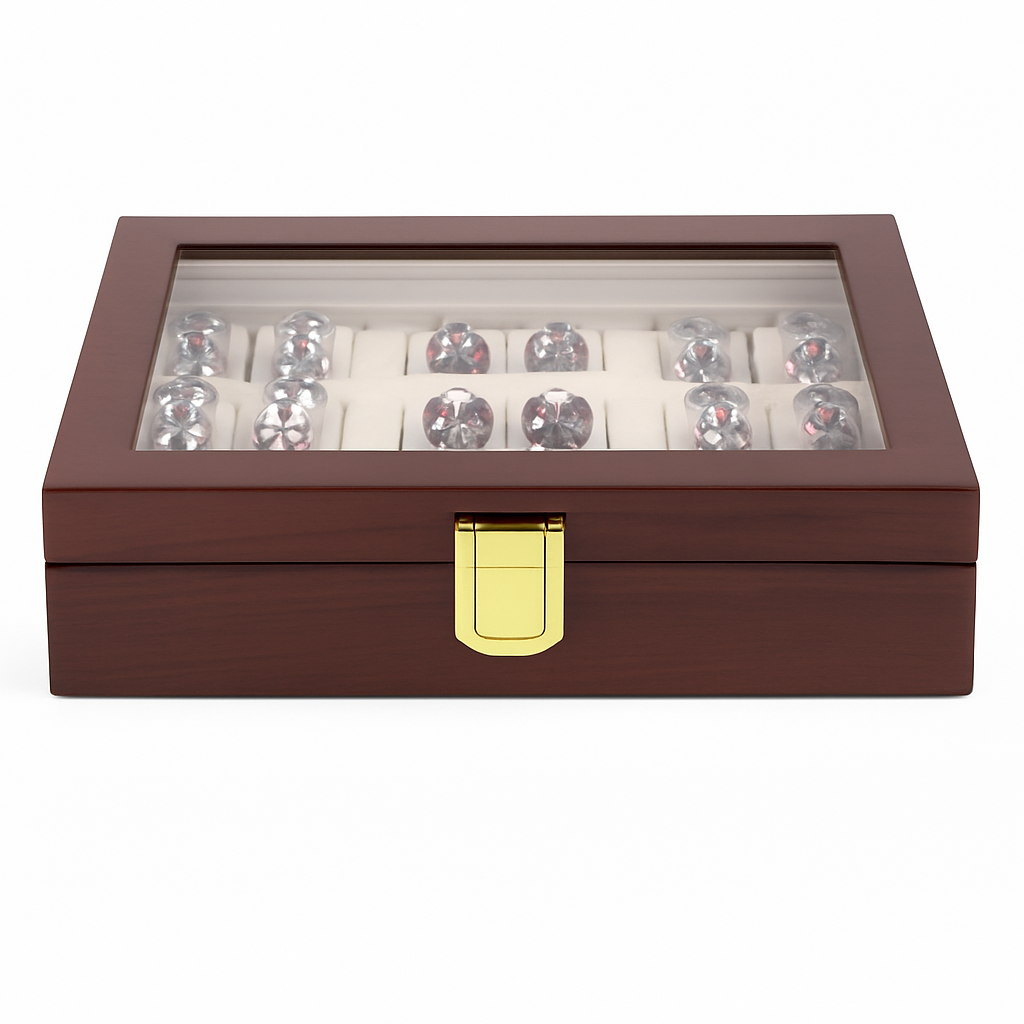 Boîte à Bijoux Bois Foncé Avec Verre - vue principale
