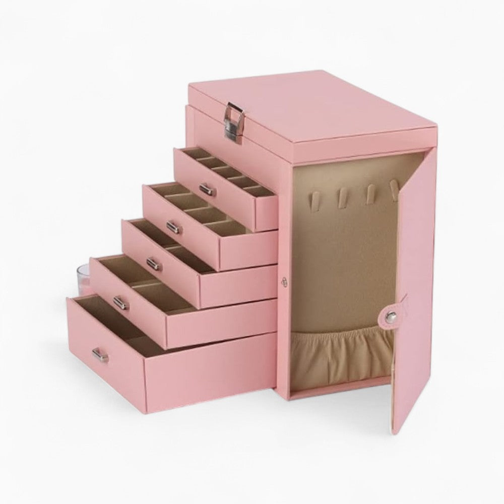 Boite à Bijoux 5 Tiroirs et Miroir - détail de la structure