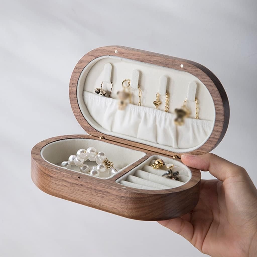 Petite Boîte à Bijoux En Bois Sombre - intérieur et compartiments