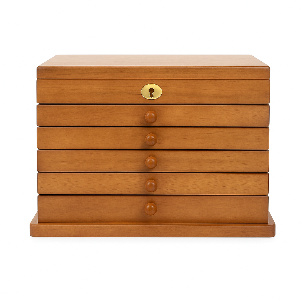 Boîte À Bijoux En Bois Naturel 6 Tiroirs