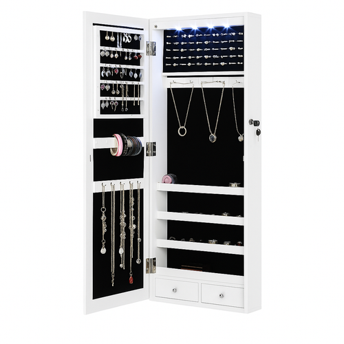 Armoire à Bijoux Murale Blanche avec Miroir - vue principale fermée