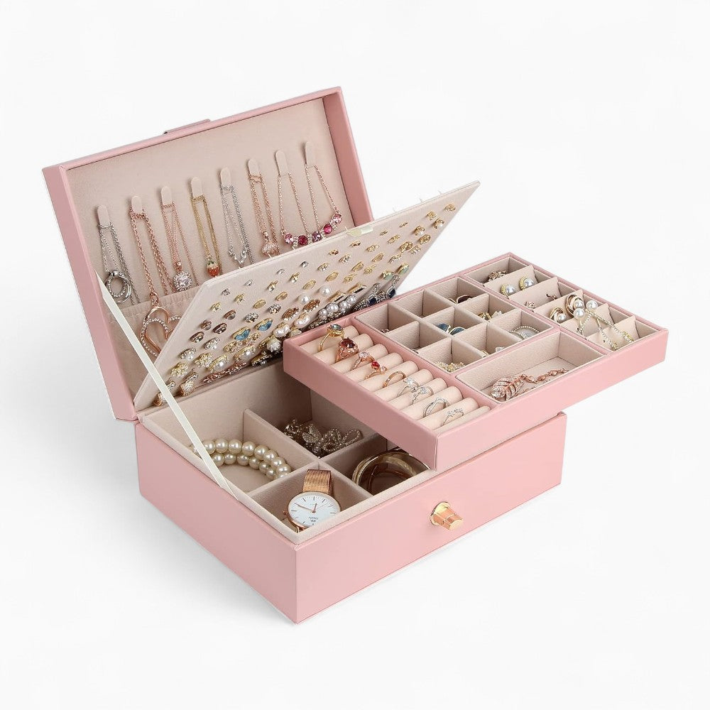Boîte à Bijoux et Bagues De Voyage avec Compartiments pour Femme - accessoires inclus