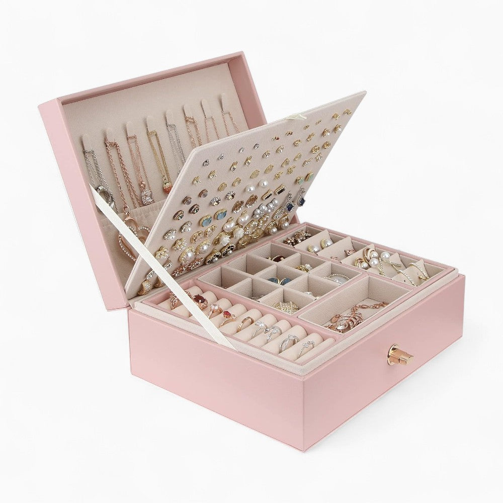 Boîte à Bijoux et Bagues De Voyage avec Compartiments pour Femme - contenance