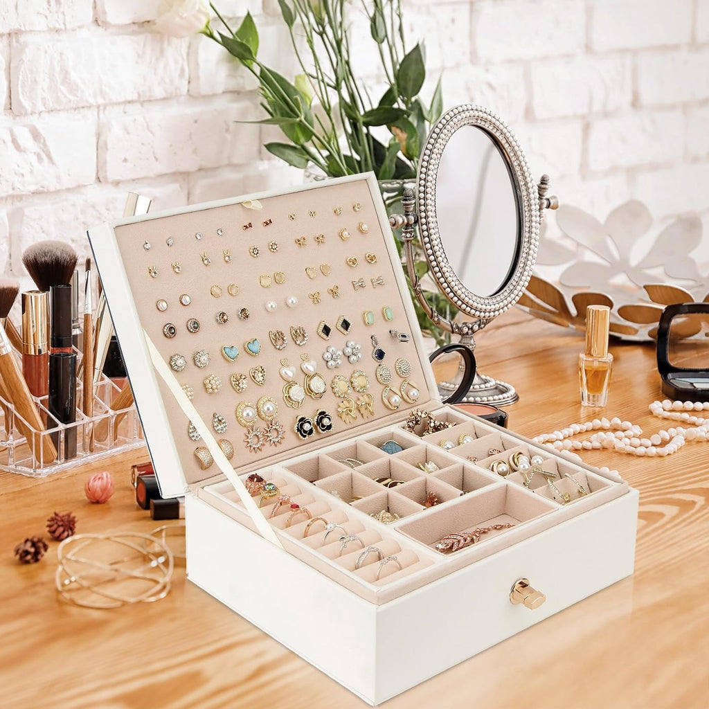 Boîte à Bijoux et Bagues De Voyage avec Compartiments pour Femme - fond intérieur