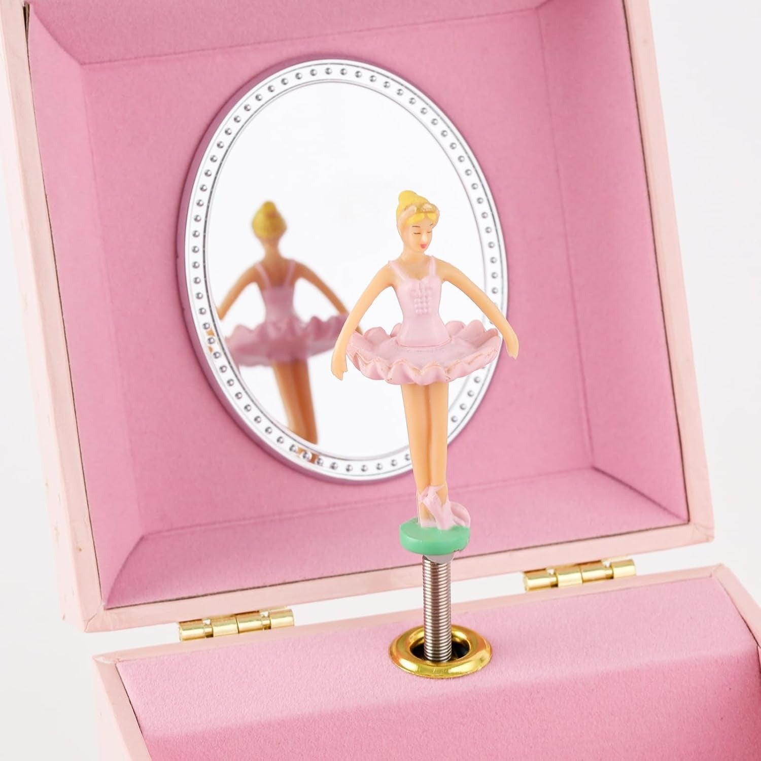 Boîte à Bijoux Musicale Danseuse Ballerine Rose - vue avec bijoux