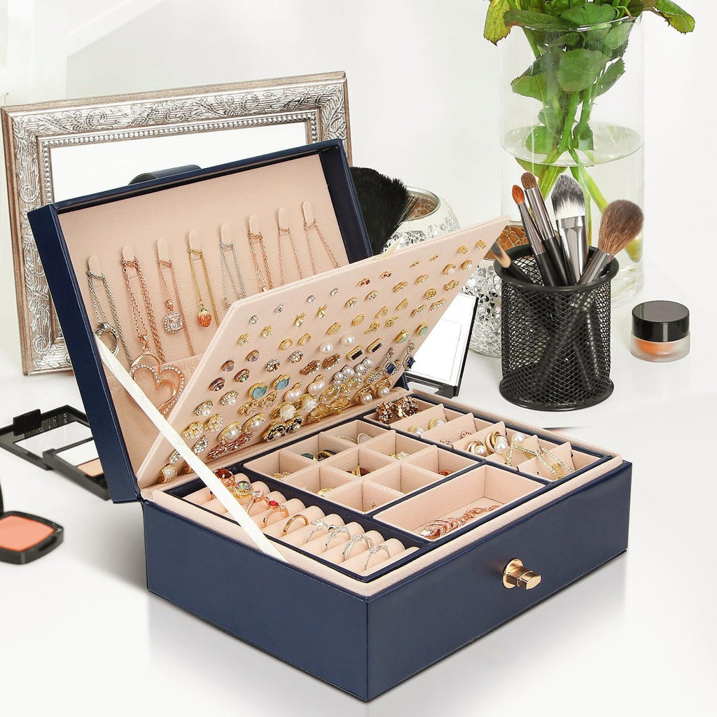 Boîte à Bijoux et Bagues De Voyage avec Compartiments pour Femme - détail du couvercle