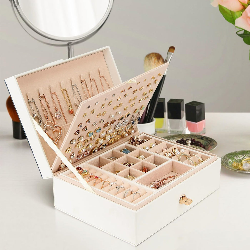 Boîte à Bijoux et Bagues De Voyage avec Compartiments pour Femme - détail des charnières