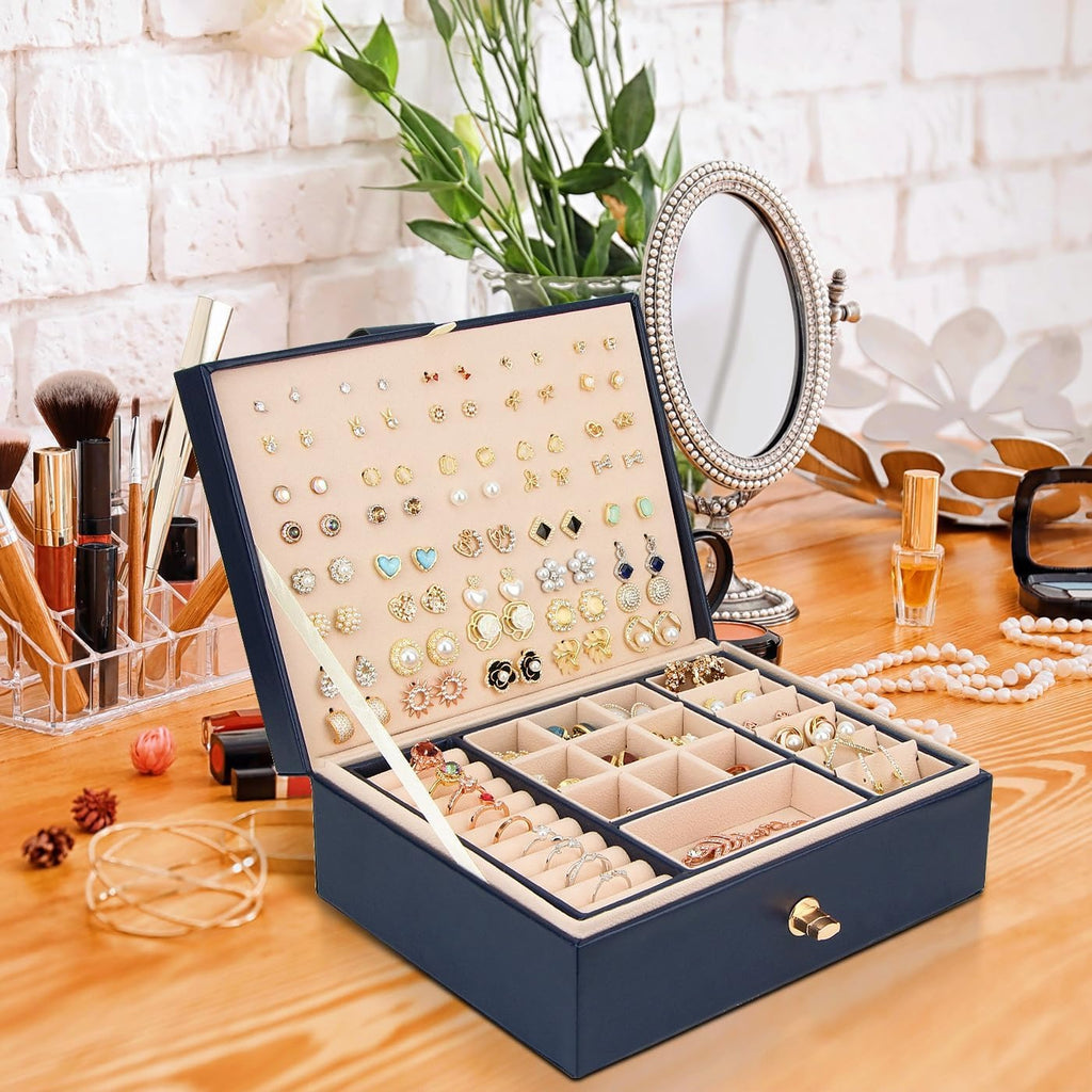 Boîte à Bijoux et Bagues De Voyage avec Compartiments pour Femme - vue de dessus