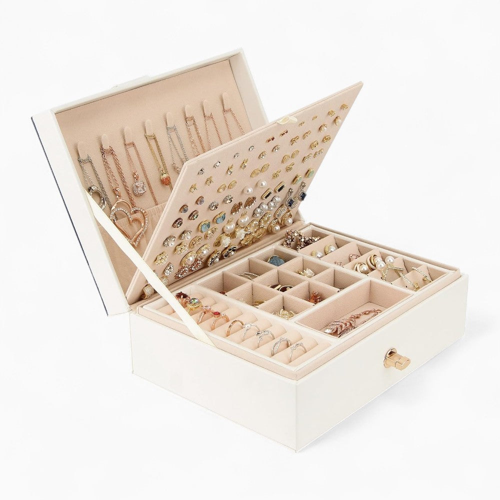 Boîte à Bijoux et Bagues De Voyage avec Compartiments pour Femme - reflets et finition