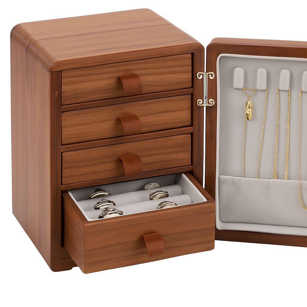 Haute Boîte À Bijoux Bois 5 Tiroirs