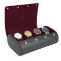 Boîte à Montres Portable En Cuir Marron Intérieur Velours - vue principale