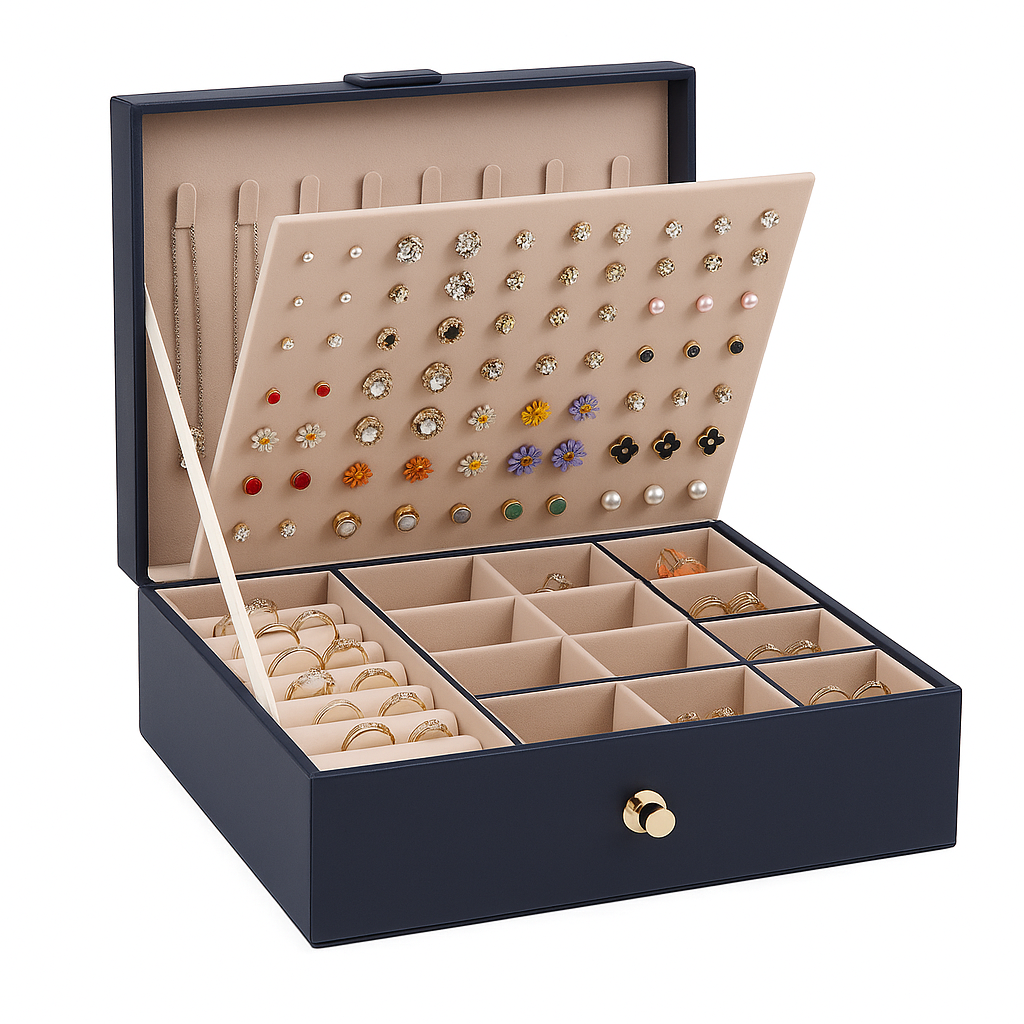 Boîte à Bijoux et Bagues De Voyage avec Compartiments pour Femme - vue principale