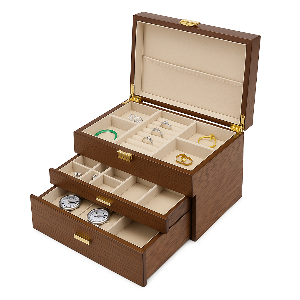Boîte À Bijoux En Bois 3 Niveaux