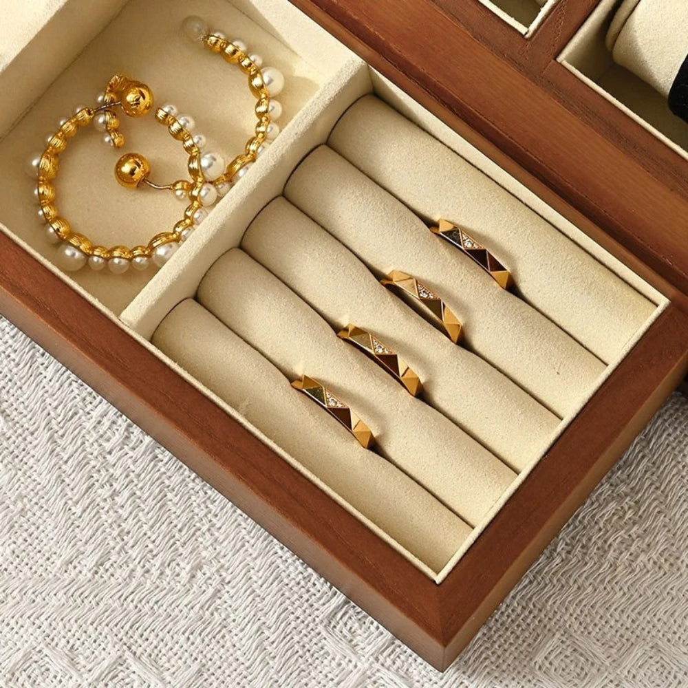 Boîte à Bijoux Et Montres En Bois Naturel - détail du couvercle