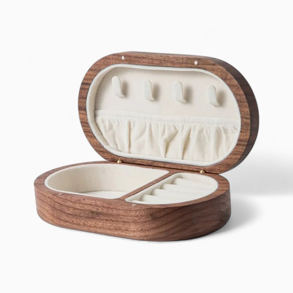 Petite Boîte à Bijoux En Bois Sombre - vue de face