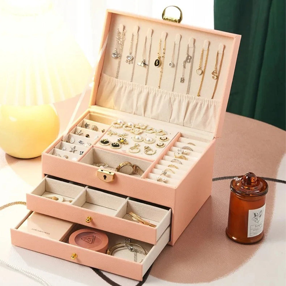Boîte A Bijoux Femme en Cuir - en situation