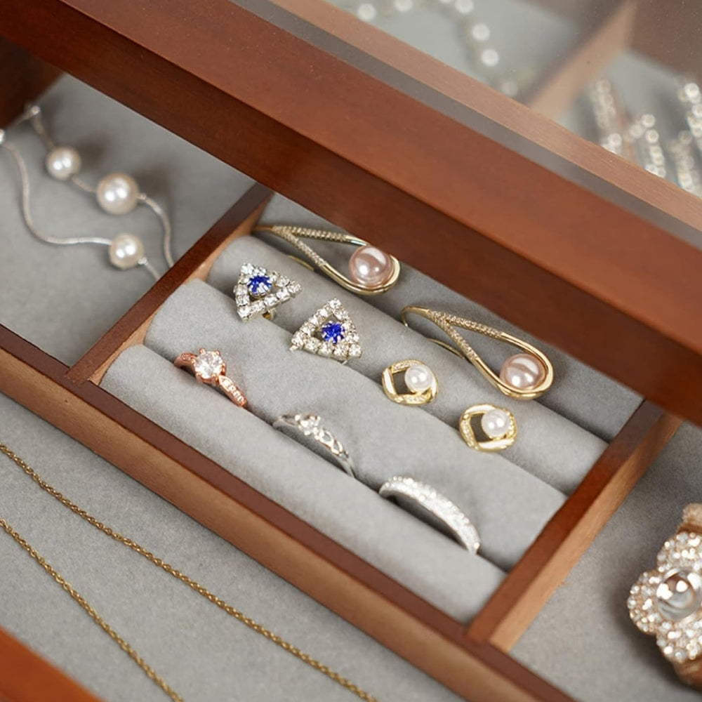 Boîte à Bijoux Vintage à Vitre - vue de dessus
