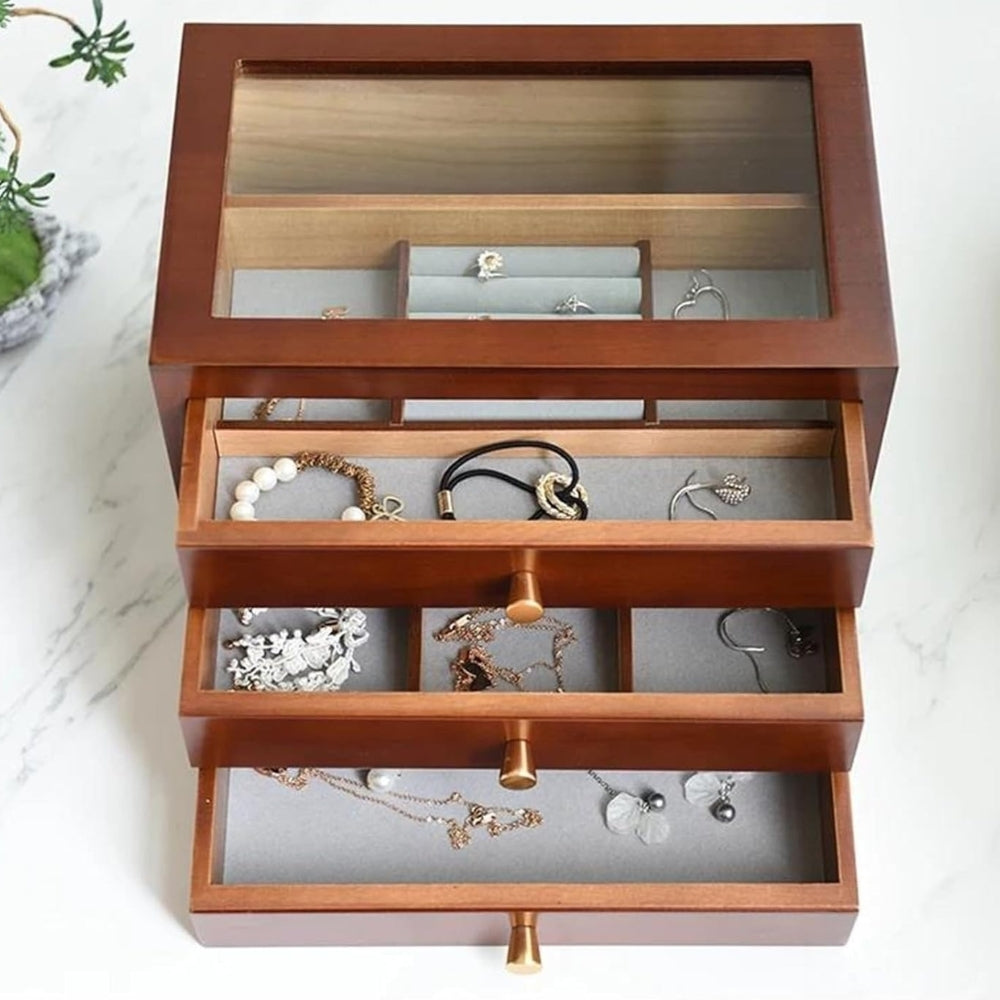 Boîte à Bijoux Vintage à Vitre - intérieur et compartiments