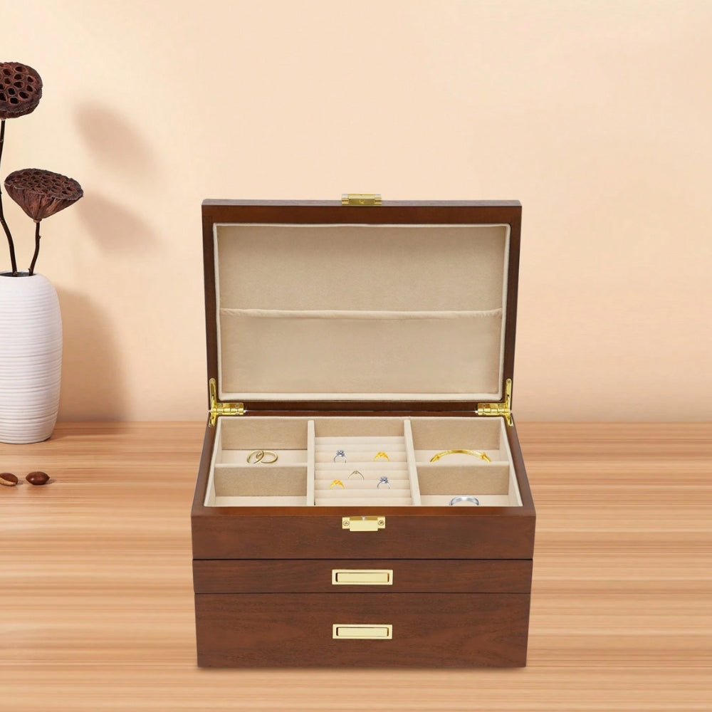 Boîte à Bijoux En Bois 3 Niveaux - vue latérale