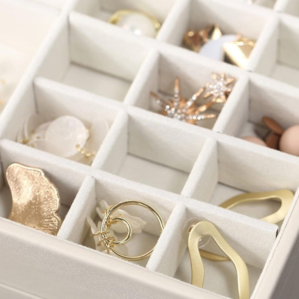 Boîte à Bijoux En Cuir Moderne - détail du couvercle