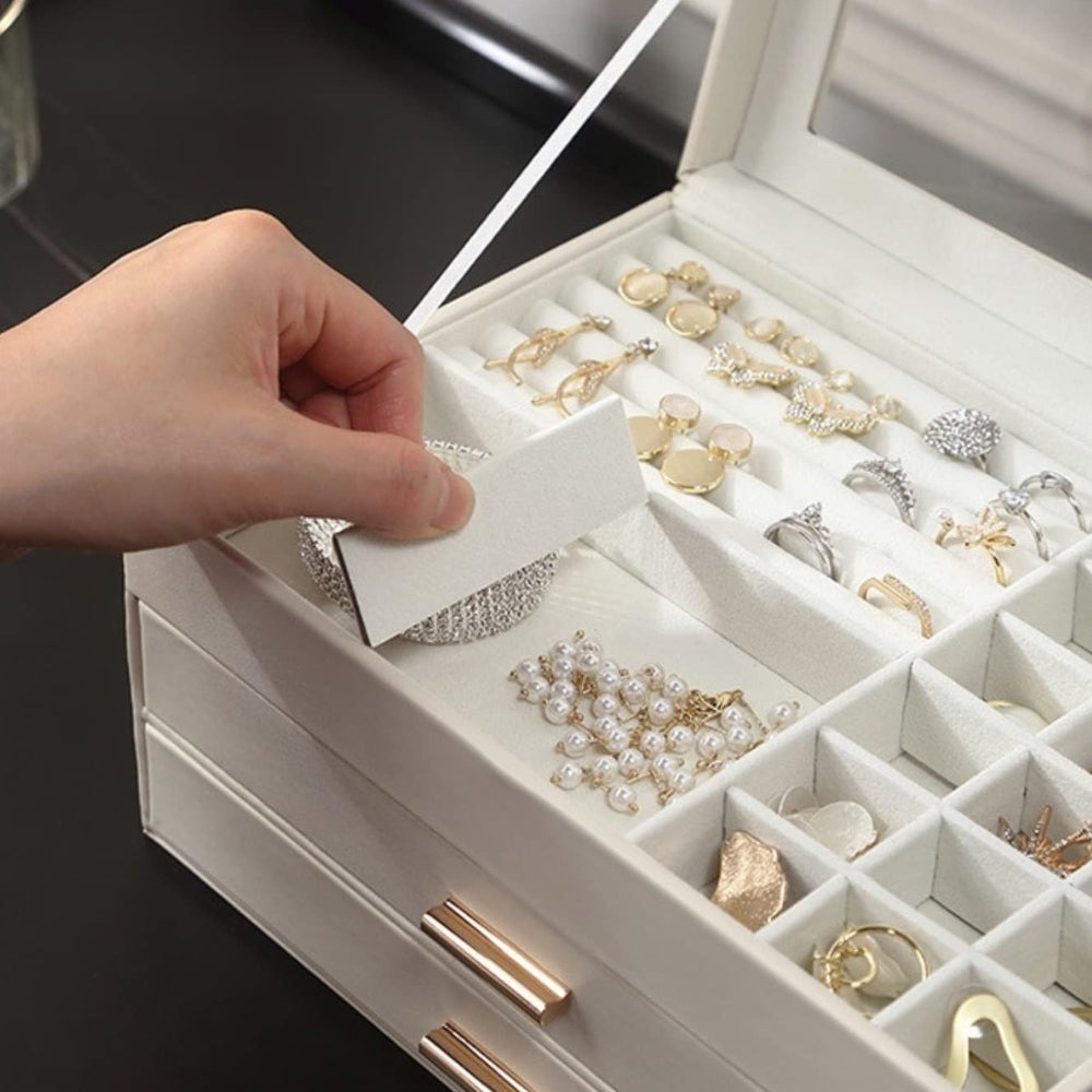 Boîte à Bijoux En Cuir Moderne - tiroirs ouverts