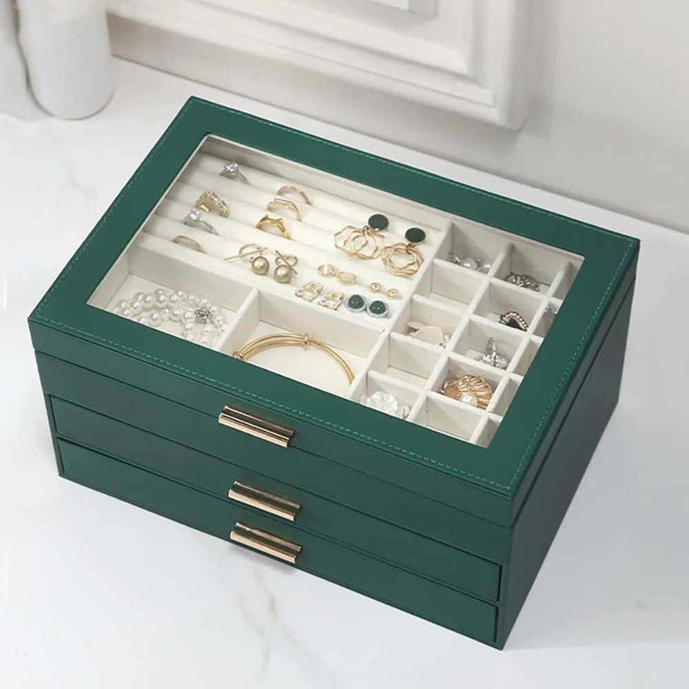 Boîte à Bijoux En Cuir Moderne - rangement intérieur