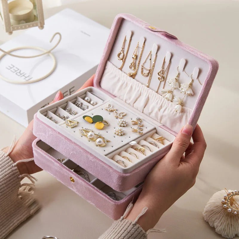 Boîte à Bijoux De Voyage Velours - vue avec bijoux