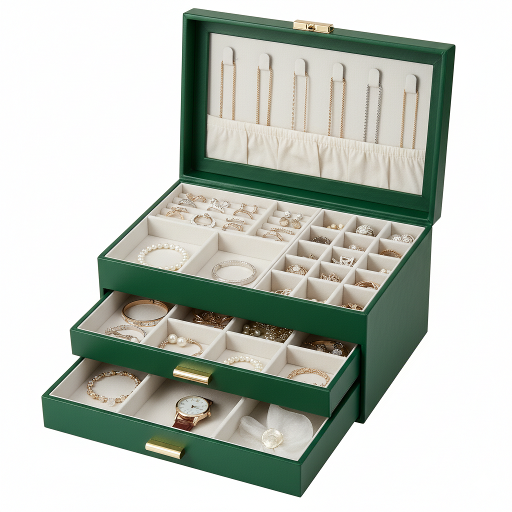 Boîte à Bijoux En Cuir Moderne - fermée
