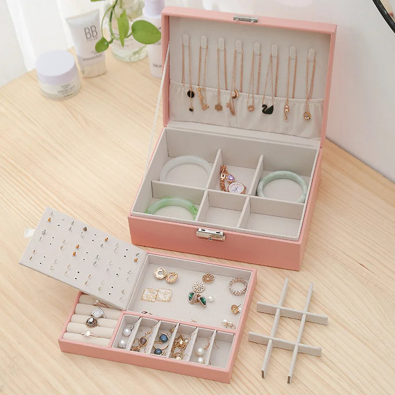 Boîte à Bijoux Cuir Or-Rose - vue latérale