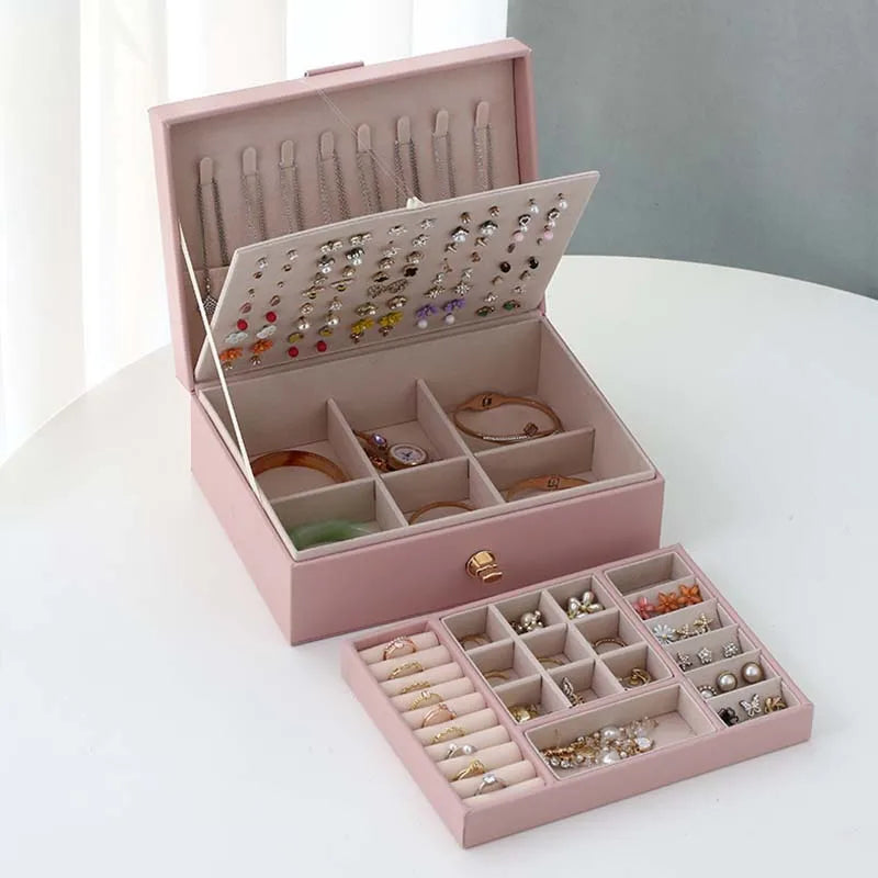 Boîte à Bijoux et Bagues De Voyage avec Compartiments pour Femme - fermée
