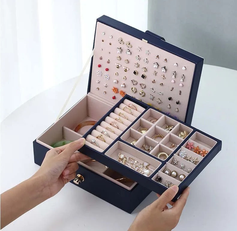 Boîte à Bijoux et Bagues De Voyage avec Compartiments pour Femme - vue latérale