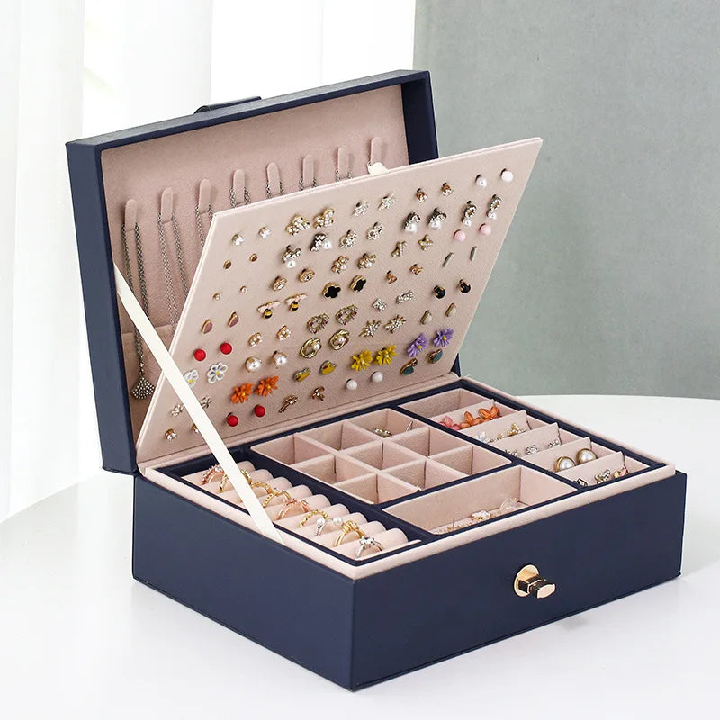 Boîte à Bijoux et Bagues De Voyage avec Compartiments pour Femme - vue ouverte