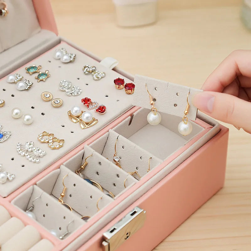 Boîte à Bijoux Cuir Or-Rose - vue de dessus