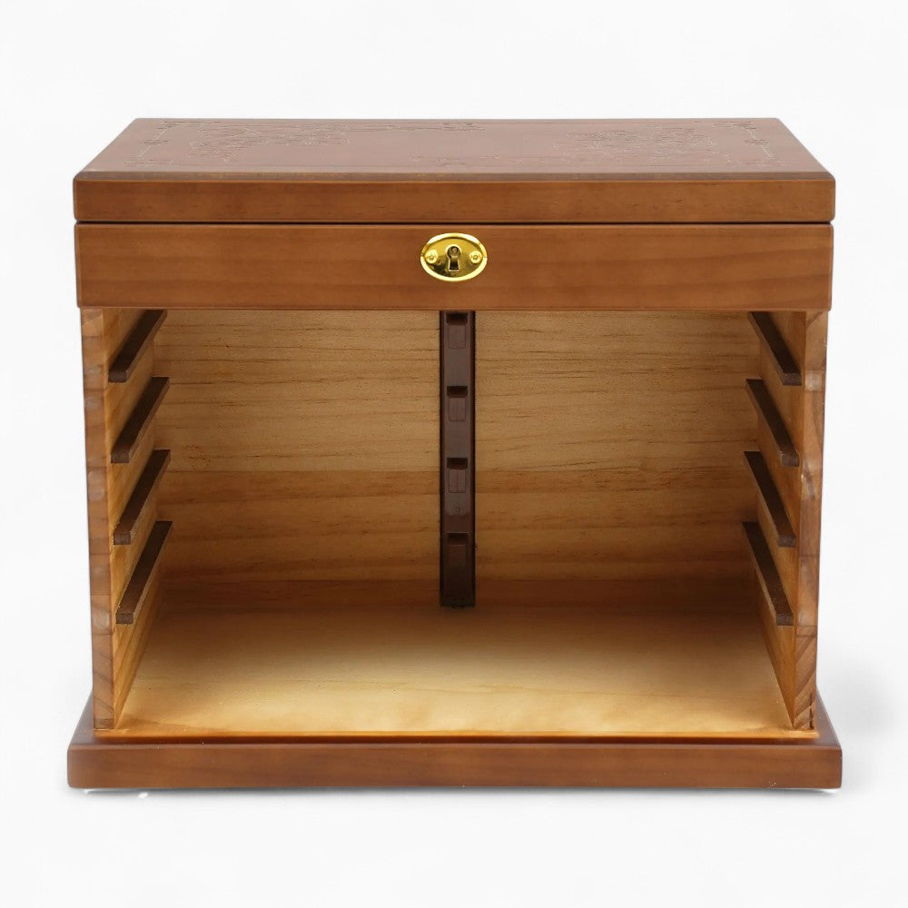 Boîte à Bijoux En Bois Naturel 6 Tiroirs - détail de la structure