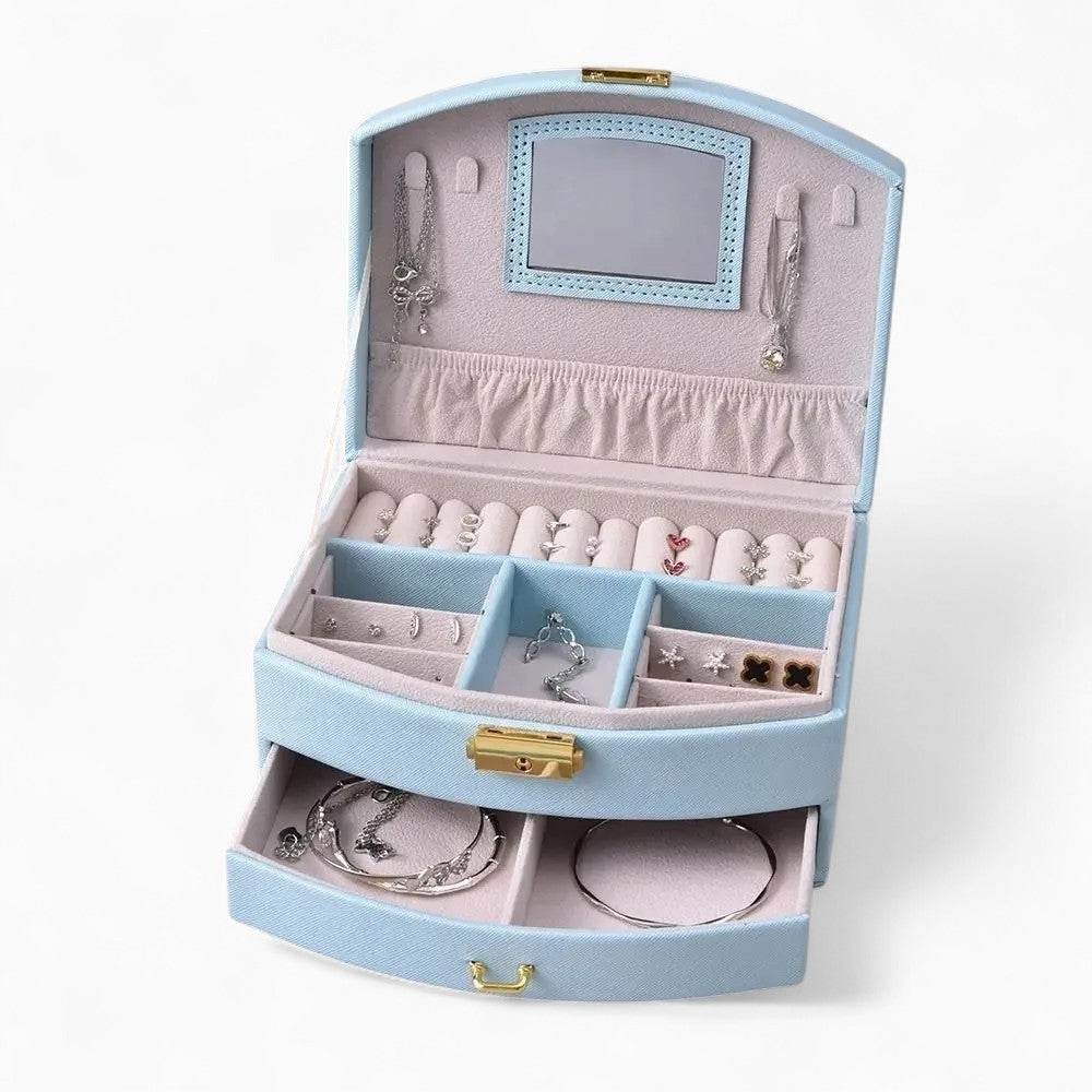 Boîte à Bijoux De Voyage Avec Miroir et Rangements - intérieur et compartiments