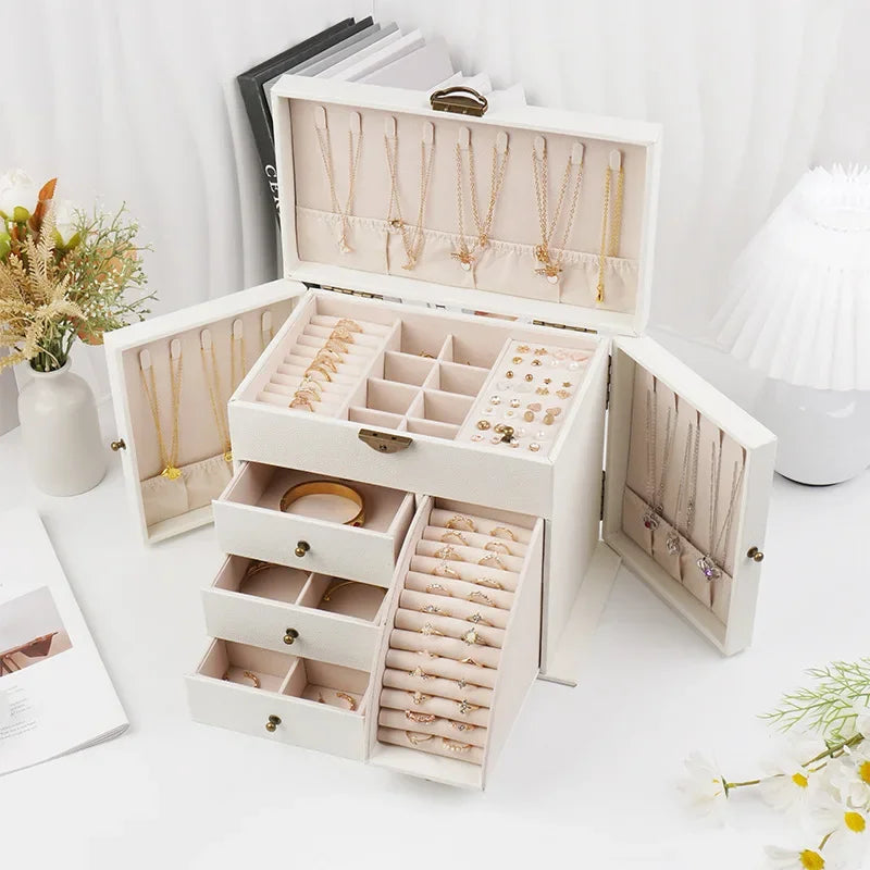 Boîte à Bijoux Géante avec Tiroirs et Compartiments - vue de dessus