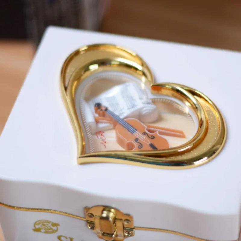 Boîte à Bijoux Musicale Blanche En Bois - vue de dessus