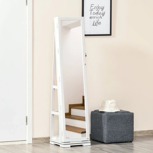Armoire à Bijoux Blanche avec Miroir - porte ouverte