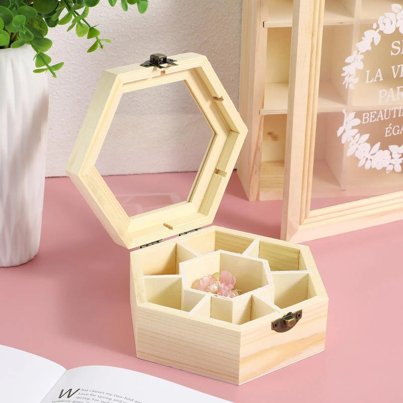 Boîte À Bijoux Hexagonale en Chêne