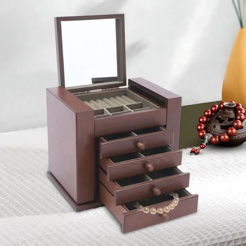Grande Boîte à Bijoux Sombre - intérieur et compartiments