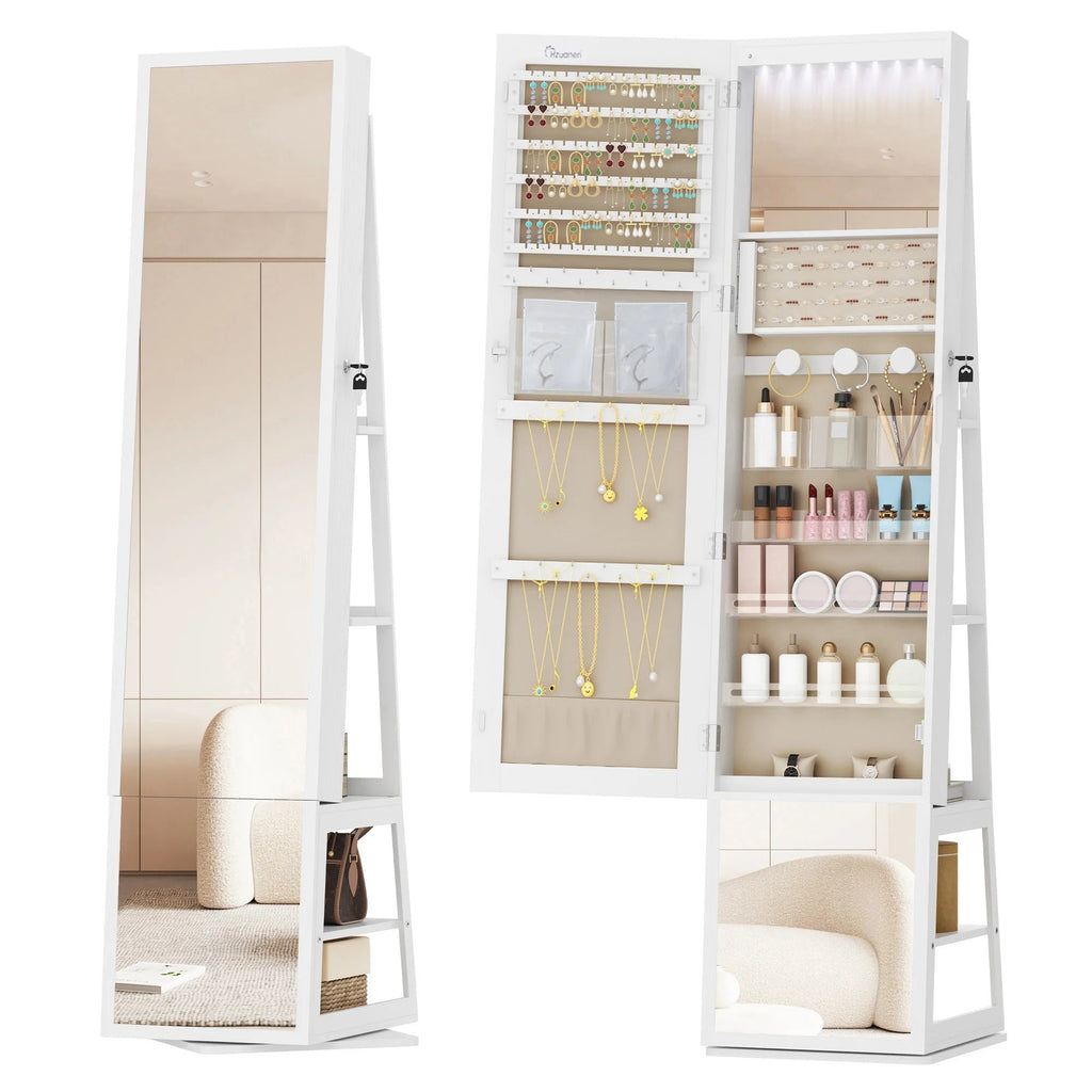 Armoire à Bijoux et Accessoires Sur Pied Avec Miroir Et Led - éclairage LED