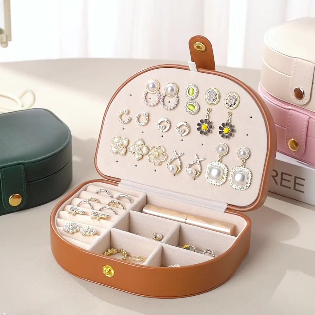 Boîte à Bijoux En Cuir Pour Voyage - détail du couvercle