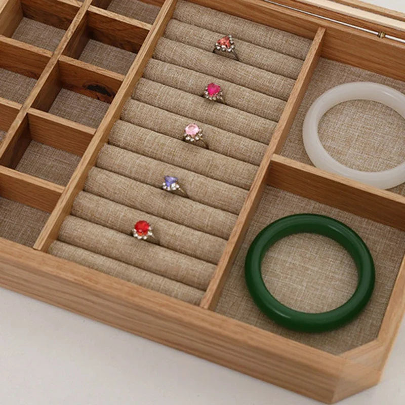 Boîte à Bijoux Bois Clair Vitré - détail du couvercle
