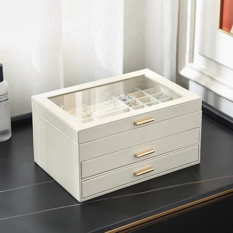 Boîte à Bijoux En Cuir Moderne - intérieur et compartiments