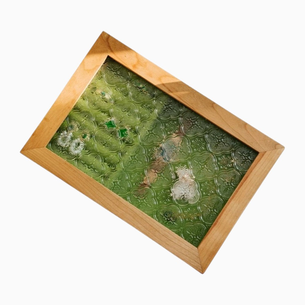 Boîte à Bijoux Bois Vintage Intérieur Vert - tiroirs ouverts